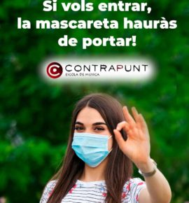 Mascareta-musica Mesures preventives contra el contagi del virus Covid-19 a l’Escola de música