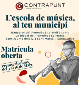 Preinscripcions contrapunt escola de musica Preinscripcions obertes del 3 al 16 de maig